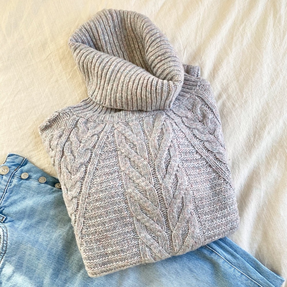 Multicolor Braided Turtleneck